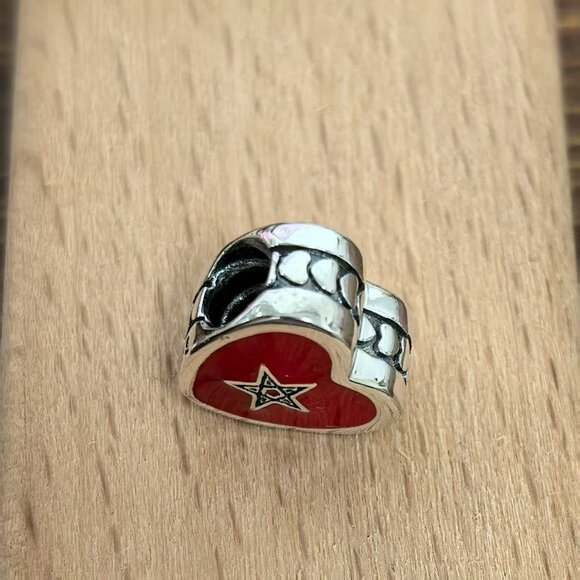 Pandora Morocco Flag Heart bead Charm Pendant, S925 Silver Bracelets - Picture 4 of 4